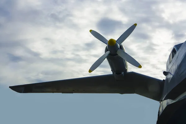 Avión Con Motor Tornillo Hélices Ala Mira Centro Tornillo Aeronave — Foto de Stock