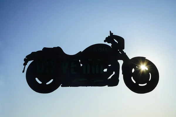 Die Silhouette Eines Chopper Motorrads Von Der Seite Hintergrund Des — Stockfoto