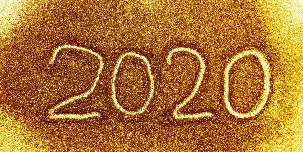 Card Text Happy 2020 New Year Golden Glitter White Paper — Stock Photo, Image