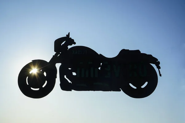 Silhouette Chopper Motorcycle Side View Background Vintage Motorcycle Silhouette Scene — ストック写真