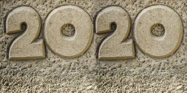 2020 Έτος Γραμμένο Στην Έρημο Ξηρό Φόντο Άμμου — Φωτογραφία Αρχείου