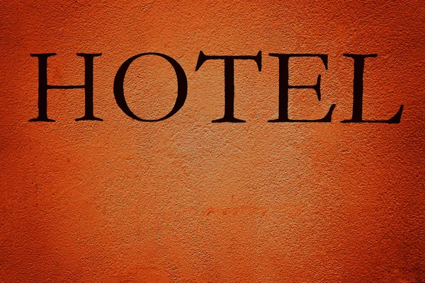 Sign Luxury Hotel Detail Hotel Hotel Sign Building Wall Yellow — Stock Photo, Image