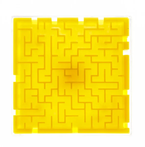 Labirinto Plástico Amarelo Sob Vidro Labirinto Amarelo Imagem Perto — Fotografia de Stock