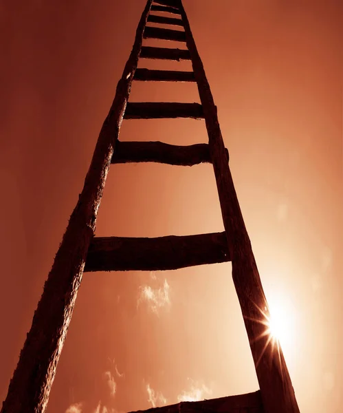 Лестница Рай Фоне Облаков Лучей Солнца — стоковое фото
