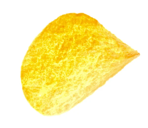 Chips Close Geïsoleerd Een Witte Achtergrond Heerlijk Een Aardappel Chip — Stockfoto