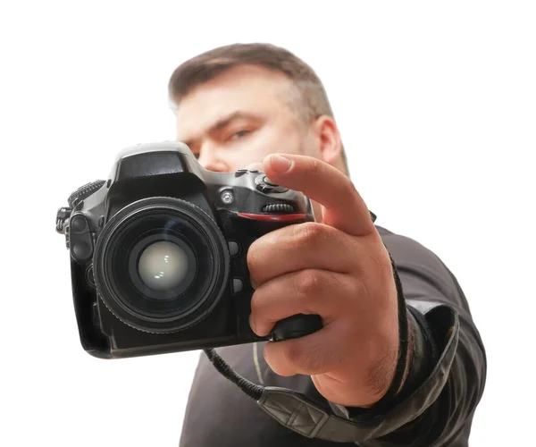 Photographe Prenant Une Photo Avec Objectif Numérique 50Mm Reflex Camera — Photo