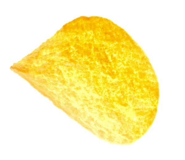 Chips Close Geïsoleerd Een Witte Achtergrond Heerlijk Een Aardappel Chip — Stockfoto