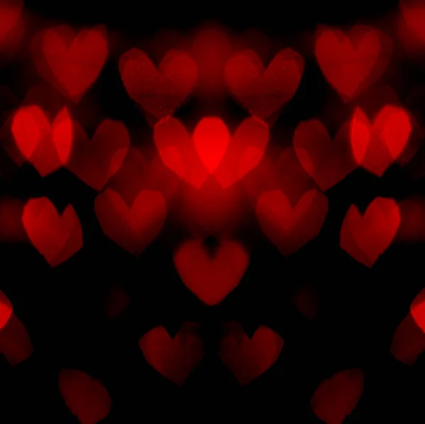 Bokeh Heart Shaped Lights Night Blurred Heart Shape Lights Valentine — Stock Photo, Image