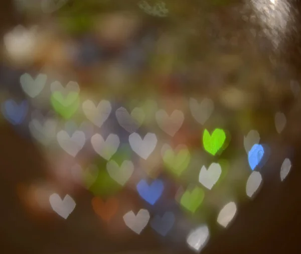 Bokeh Luci Forma Cuore Notte Luci Forma Cuore Sfocate Concetto — Foto Stock