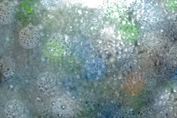 Zbliżenie Makro Widok Kropli Wody Deszczowej Szklane Okno Rozmyte Tło — Zdjęcie stockowe