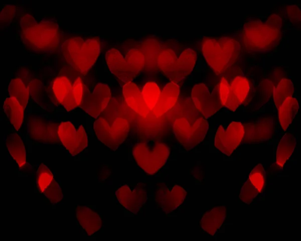 Bokeh Heart Shaped Lights Night Blurred Heart Shape Lights Valentine — Stock Photo, Image