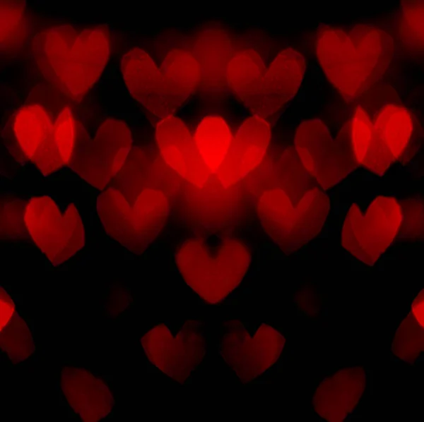 Bokeh Heart Shaped Lights Night Blurred Heart Shape Lights Valentine — Stock Photo, Image