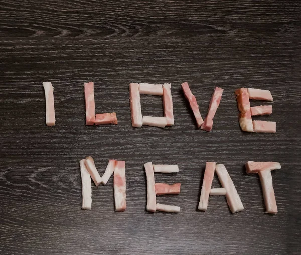 Ein Haufen Spanischer Schinken Bildet Ich Liebe Fleisch — Stockfoto