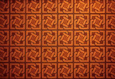 Mutfak, banyo ya da havuzu dekore etmek için kabartmalı karoları olan seramik mozaik fayanslar. Kare şeklinde kahverengi mermer mozaiği