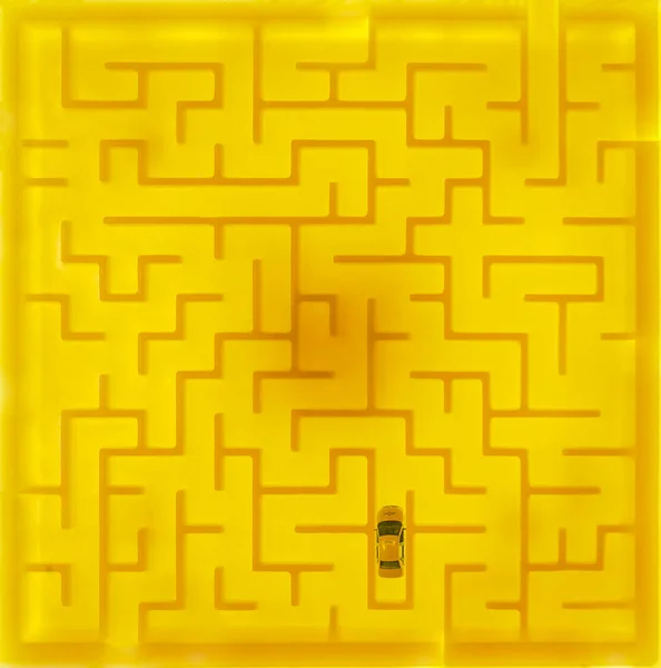 플라스틱 Yellow Maze Traffic City Preparards Taxi Tracking Idea Cell — 스톡 사진