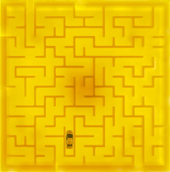 플라스틱 Yellow Maze Traffic City Preparards Taxi Tracking Idea Cell — 스톡 사진