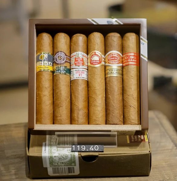 Habana Cuba Березня 2019 Cigars Box Showcase Коробка Сигар Відкритим — стокове фото