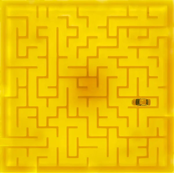 플라스틱 Yellow Maze Traffic City Preparards Taxi Tracking Idea Cell — 스톡 사진