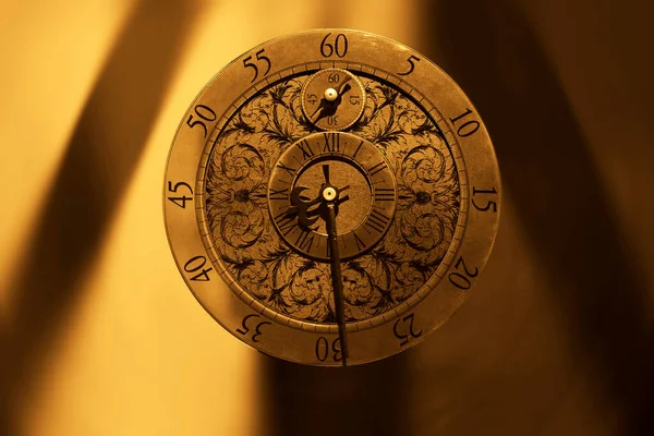 Ancienne Horloge Mécanisme Horloger Texture Abstraite Inhabituelle Motif Rond Fond — Photo