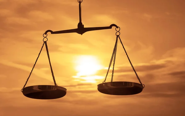 Scales Justice Background Legal Law Concept Balance Hand Held Sky — Stock Photo, Image