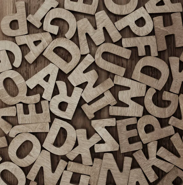 Fundo Diferentes Letras Madeira Letras Fundo Voltar Ideia Escola — Fotografia de Stock