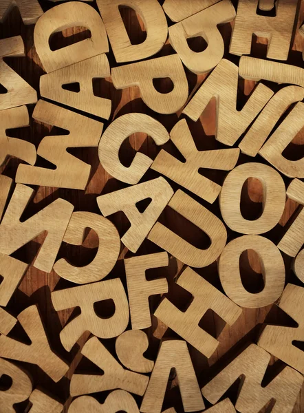 Fundo Diferentes Letras Madeira Letras Fundo Voltar Ideia Escola — Fotografia de Stock