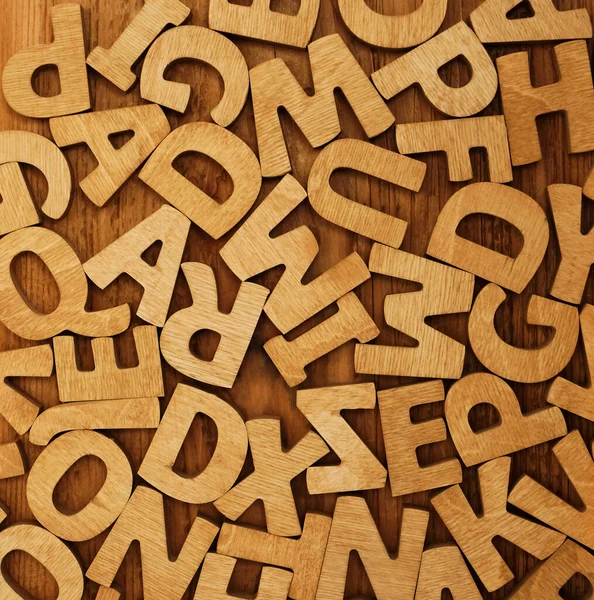 Fundo Diferentes Letras Madeira Letras Fundo Voltar Ideia Escola — Fotografia de Stock