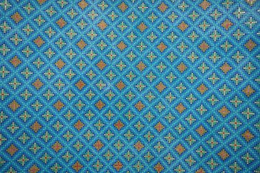  Ulugh Beg Madrasah 'taki simetrik seramik fayanslar. Registan Meydanı 'nda..