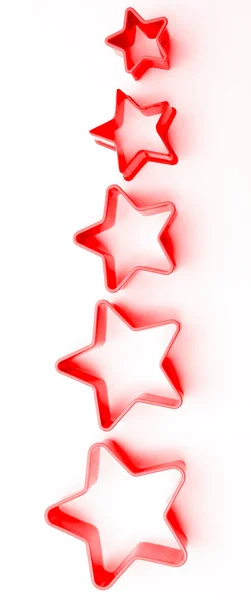 Forma Plástico Para Cozinhar Cinco Formas Estrelas Coloridas Isolado Fundo — Fotografia de Stock