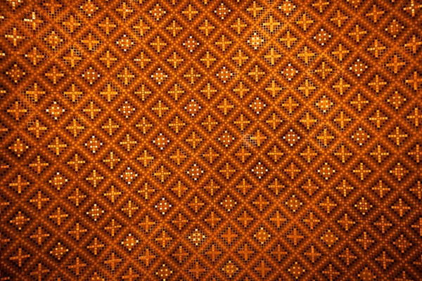 Majolika ve simetrik seramik fayansların detaylı görüntüsü. Turuncu tonlarda seramik. Farsça doku.