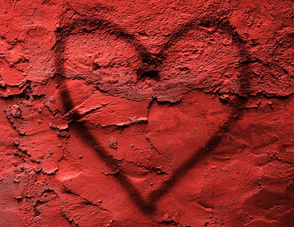 Pintura Corazón Sobre Fondo Pared Hormigón Estilo Calle Moda Feliz — Foto de Stock