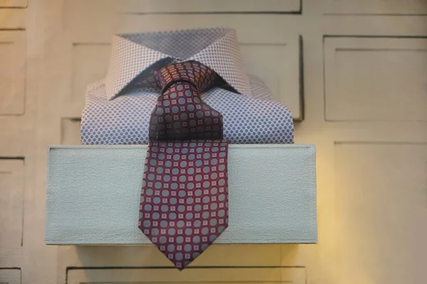 Shirt Clothing Tie Shelf Shop Window — Stock Photo, Image