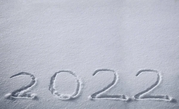 Nieuwjaarsbord 2022 Zijn Geschreven Sneeuw — Stockfoto