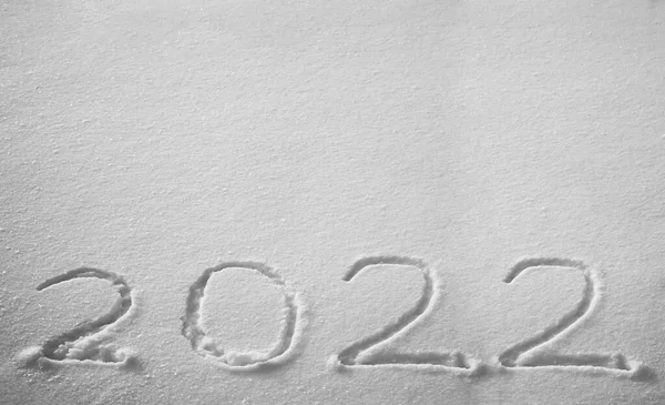 Symbool Van Nieuwjaar 2022Zijn Geschreven Sneeuw — Stockfoto