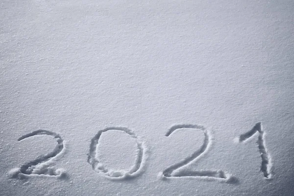 Nieuwjaar 2021 Geschreven Sneeuw — Stockfoto