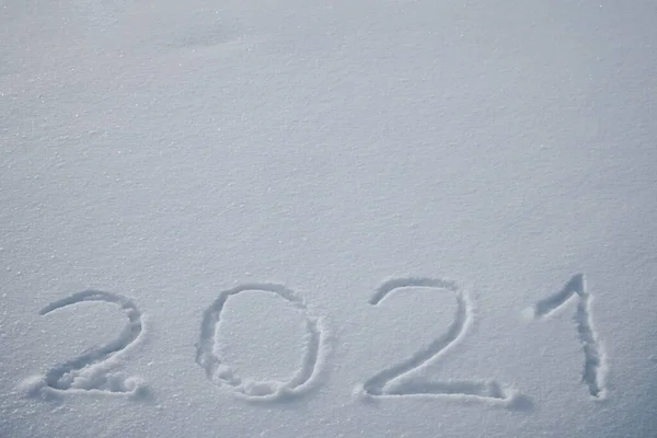 Año Nuevo 2021 Escrito Nieve —  Fotos de Stock