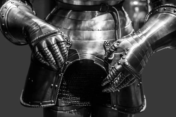 Closeup Antique Steel Gloves Knight Warrior — Stock Photo, Image