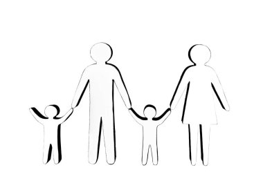 Tahta aile beyaz arka planda izole edilmiş.