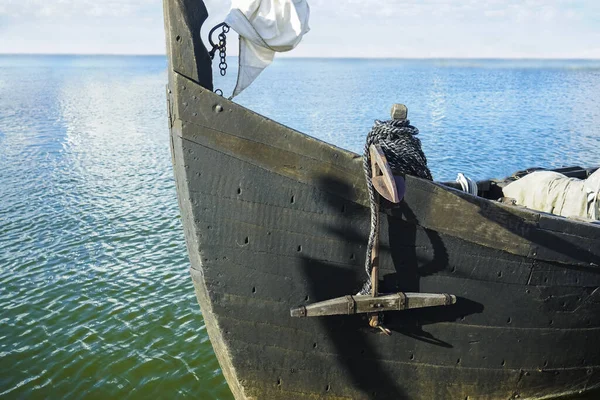 Immagine Ravvicinata Ancora Una Barca Vela — Foto Stock