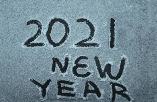 Šťastný Nový Rok 2021 Zimní Prázdniny Bílé Sněhové Pozadí — Stock fotografie