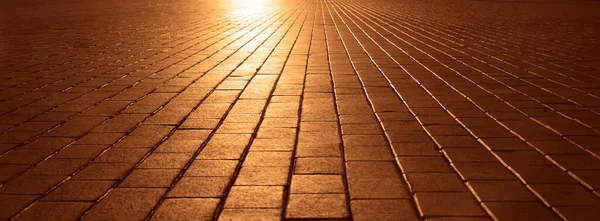 Cobbles Sunset Sunlight Cobbled Stones Sun Light Sun Rays Empty — Stock Photo, Image