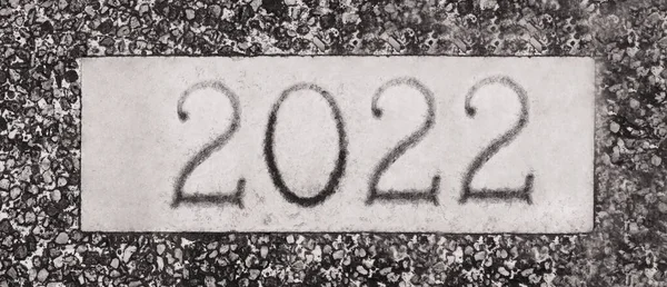 Tekst Met Het Nummer Van Het Jaar 2022 Stenen Achtergrond — Stockfoto