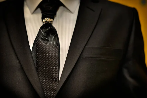 Traje Caro Clásicamente Corbata Clip Corbata Lujo Para Hombres Respetables —  Fotos de Stock