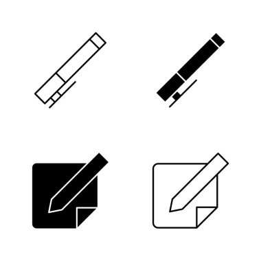 Beyaz Tahta İşaretleyici ve Kağıt Simgeleri Yazma ve Eğitim Sembolleri Katı ve Satır Biçiminde