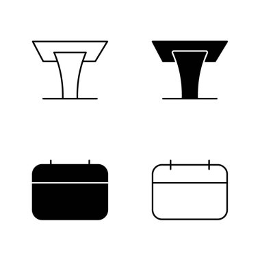 Takvim ve Ders Podyumu Simgeleri Katı ve Satır Biçiminde Zamanlama ve Eğitim Sembolü