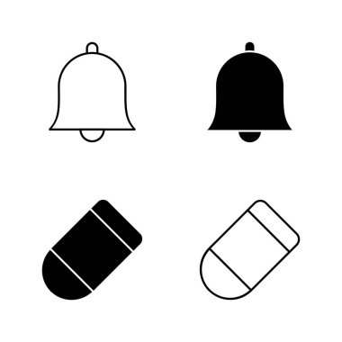 Çan ve Silgi Simgesi Bildirimi ve Düzeltme Sembolü Solid ve Satır Biçiminde