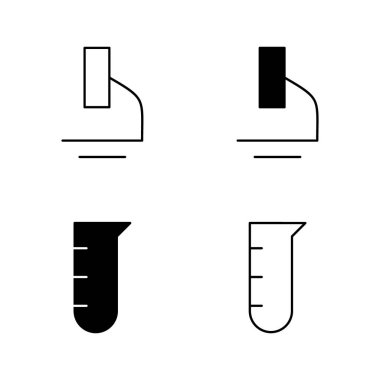 Katı ve Satır Biçimli Mikroskop ve Test Tüpü Simgeleri
