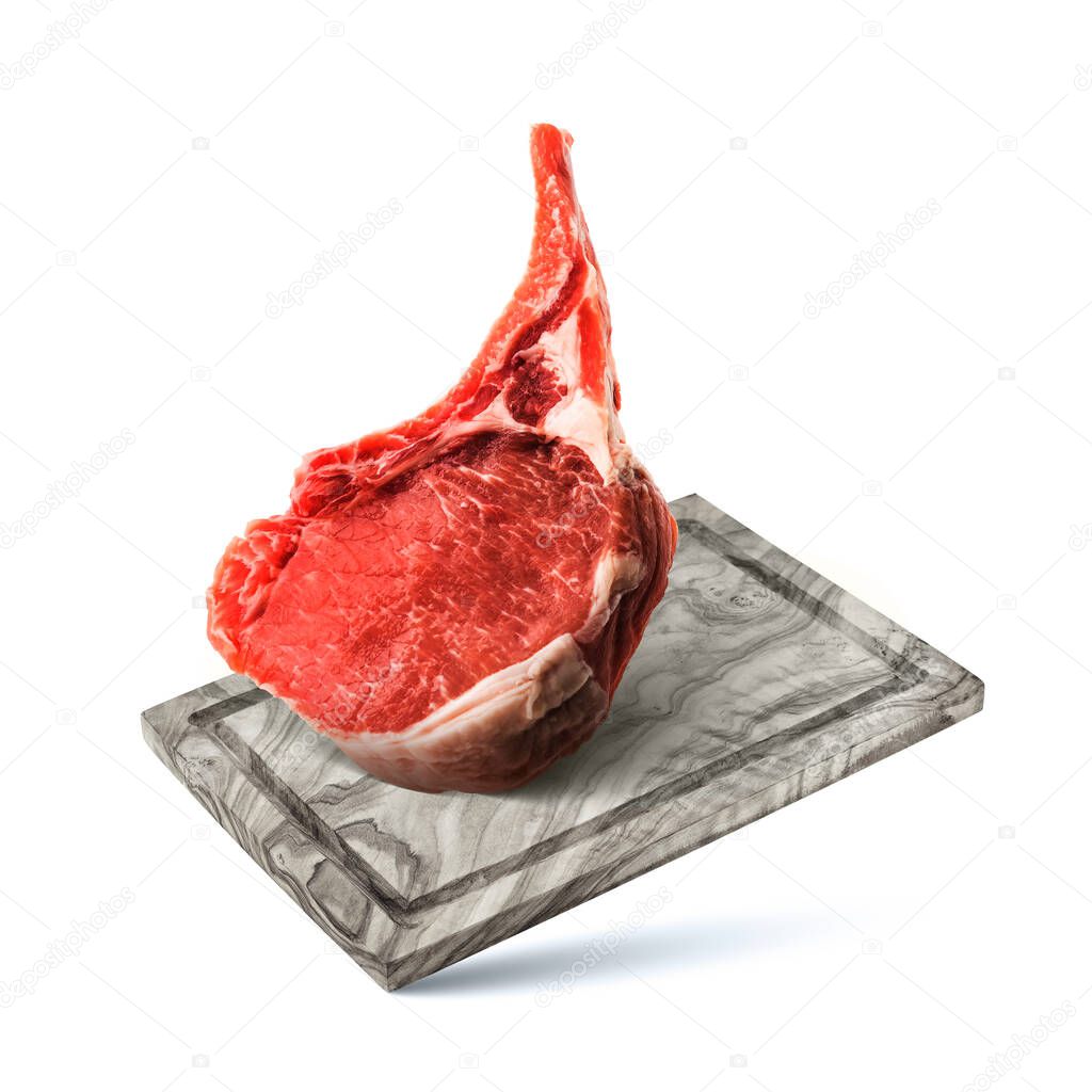 Fresh raw tasty meat steak cow pork fly vegetables health food