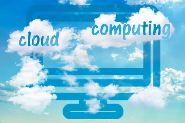 Digitale illustratie met concept van cloud oplossingen — Stockfoto