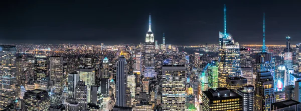 Luchtfoto Uitzicht New York City Bij Nacht — Stockfoto